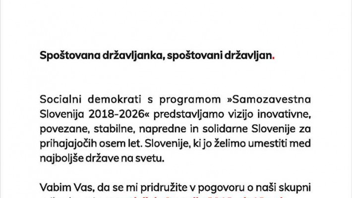 Predstavitev volilnega programa SD "Samozavestna Slovenija 2018-2026" v Velenju