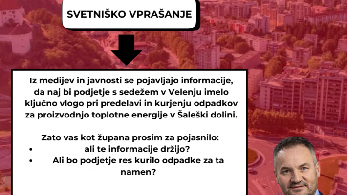 SVETNIŠKO VPRAŠANJE NA 18. REDNI SEJI SVETA MESTNE OBČINE VELENJE