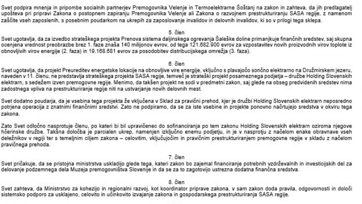IZREDNA SEJA SVETA - OBRAVNAVA PREDLOGA ZAKONA O RAZVOJNEM PRESTRUKTURIRANJU SAŠA REGIJE